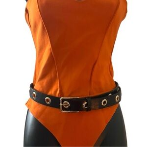 Black Gold adjustable Leather Belt‎ Women Feminine